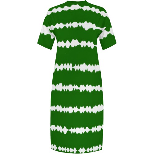 Casual Printed V Neck Plus Size Knee-length Dresses