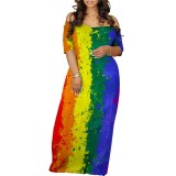 Casual Printed Off Shoulder Maxi Dresses