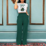 Fashion Women's Clothing Letter Cartoon Print Two-piece Pant Set