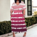 1 Piece Customized Plus Size Casual Gradient Printed V Neck Maxi Dresses