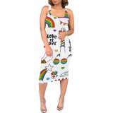 Casual Printed Square Neck Sleeveless Knee-length Dresses