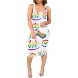 Casual Printed Square Neck Sleeveless Knee-length Dresses