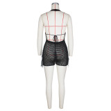 Sexy Hollowed Out Halter Backless One Piece Knit Romper with Tassel