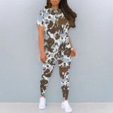 1 Piece Customized Casual Print Two Piece Pant Set