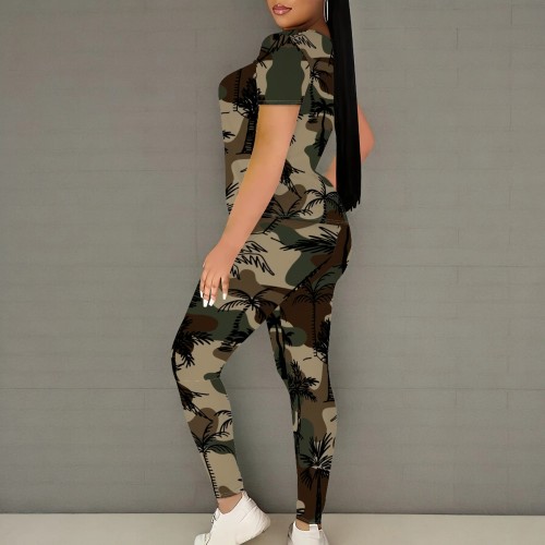 1 Piece Customized Casual Print Two Piece Pant Set