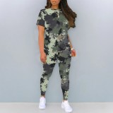 1 Piece Customized Casual Print Two Piece Pant Set