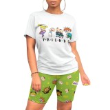 1 Piece Customized Casual Print Two Piece Short Set