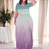 Casual Printed Letter Short Sleeve Maxi Dresses