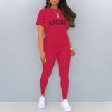 1 Piece Customized Casual Print Two Piece Pant Set