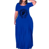 Casual Printed Tongue Short Sleeve Maxi Dresses