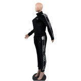 Casual Velvet Stitching Long Sleeve Two Piece Outfits