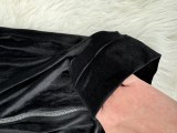 Casual Velvet Stitching Long Sleeve Two Piece Outfits
