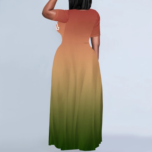 Casual Printed Letter Short Sleeve Maxi Dresses