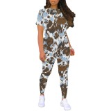 1 Piece Customized Casual Print Two Piece Pant Set