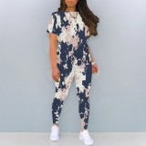 1 Piece Customized Casual Print Two Piece Pant Set