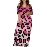 Casual Printed Off Shoulder Short Sleeve Maxi Dress
