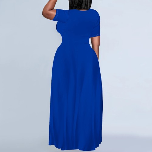 Casual Printed Tongue Short Sleeve Maxi Dresses
