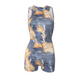 2024 Summer Fashion Painted Print Short Rompers