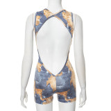 2024 Summer Fashion Painted Print Short Rompers