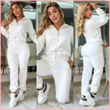 2024 Fall/Winter Suit Embossed Zipper Pocket Two-Piece Pant Set