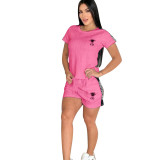 High Quality Pressed Embroidery Two-piece Short Set