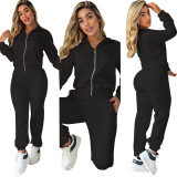 2024 Fall/Winter Suit Embossed Zipper Pocket Two-Piece Pant Set
