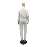 2024 Fall/Winter Suit Embossed Zipper Pocket Two-Piece Pant Set