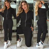 2024 Fall/Winter Suit Embossed Zipper Pocket Two-Piece Pant Set