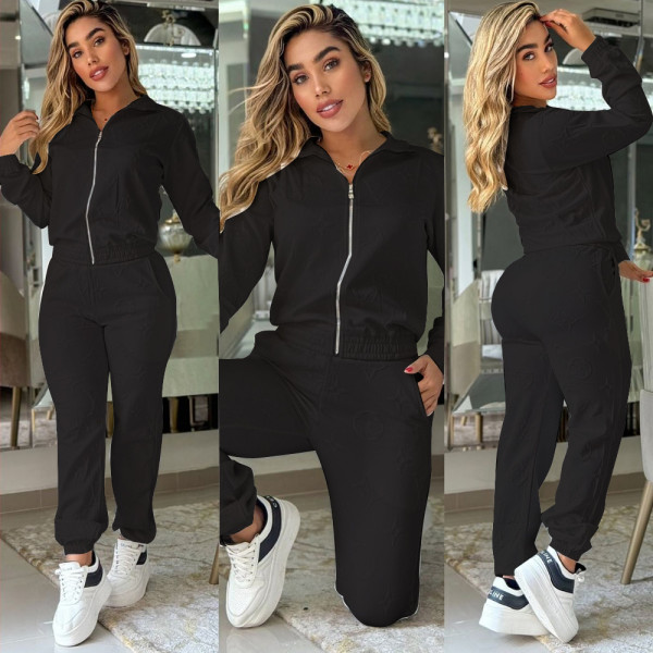 2024 Fall/Winter Suit Embossed Zipper Pocket Two-Piece Pant Set