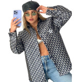 Casual Embroidery Ladies Lapel Shirt