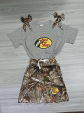 85% Cotton High Quality Cotton Kids Print Short Skirts Set