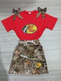 85% Cotton High Quality Cotton Kids Print Short Skirts Set
