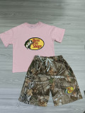 High Quality Cotton Kids Print Short Sweatsuits Set