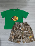 High Quality Cotton Kids Print Short Sweatsuits Set