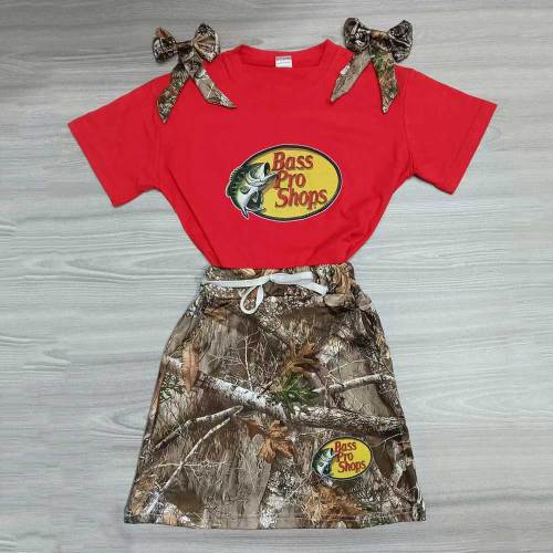 85% Cotton High Quality Cotton Kids Print Short Skirts Set