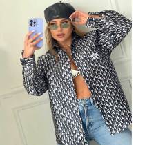 Casual Embroidery Ladies Lapel Shirt