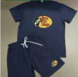 Summer High Quality Cotton Mens Print O Neck Short Sweatshirt Set