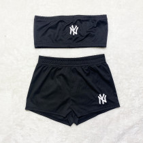 Solid Color Embroidered Wrapped Top and Shorts