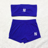 Solid Color Embroidered Wrapped Top and Shorts