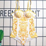 Summer Beach Padded Printed Straps One Piece Swimsuits