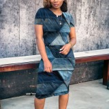 Custom Casual Printed Short Sleeve Midi Dress