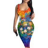 Custom Casual Printed Tie-dye Gradient Outfits Sleeveless Midi Dress