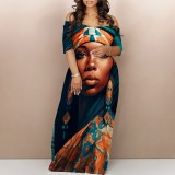 Custom Printed Women's Off Shoulder Maxi Long Dresses