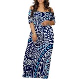 Sexy Boho Graphics Print Off Shoulder Short Sleeve Maxi Dresses