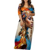 Custom Printed Women's Off Shoulder Maxi Long Dresses