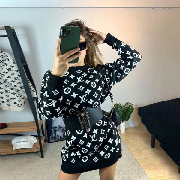 Long Sleeve O Neck Sweaters Dresses