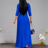Custom Women's V Neck 3/4 Sleeve Long Maxi Dress