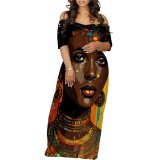 Custom Printed Women's Off Shoulder Maxi Long Dresses