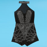 Hot Drilling Sexy See-through Backless Halter Rompers