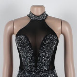 Hot Drilling Sexy See-through Backless Halter Rompers